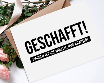 Postkarte GESCHAFFT Karte zum Abschluss Geschenk bestandene Prüfung