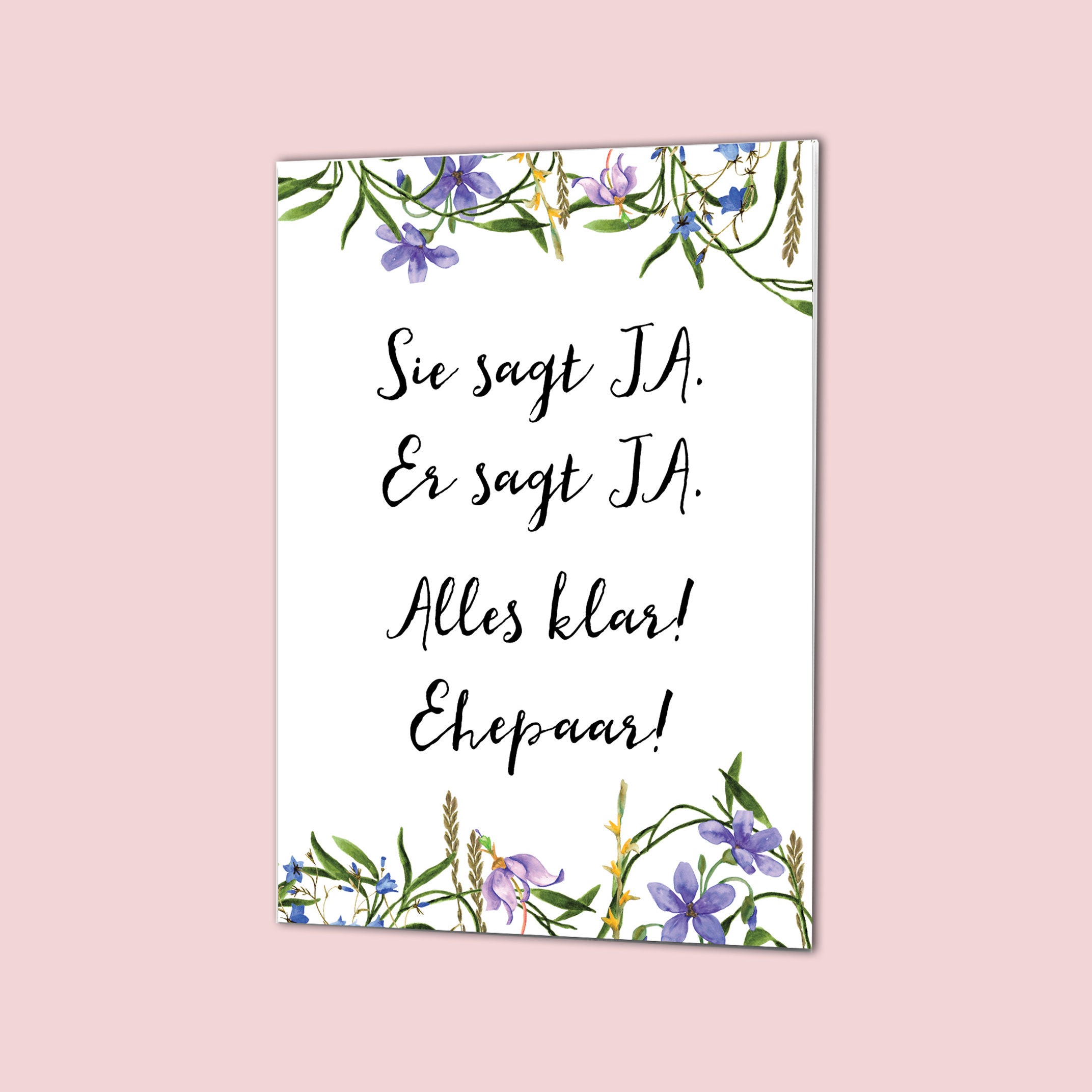 Glückwunschkarte Hochzeit Sie sagt JA Er sagt JA Etsy