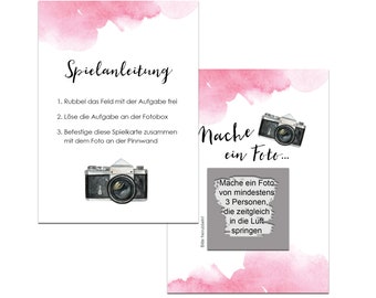 50 photo box tasks to scratch off "Watercolor wedding pink!" scratch cards