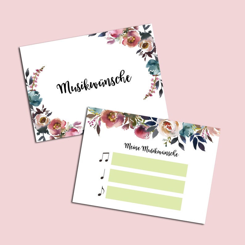 Musikwunschkarten für die Hochzeit als Hochzeitsspiel Gastgeschenk Gäste Musikwünsche Boho Hochzeit