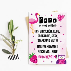 Postkarte MEMO an mich selbst Verdammte Prinzessin