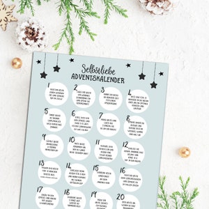 Self-love Advent calendar DIN A3 Christmas calendar mindfulness with 24 exercises