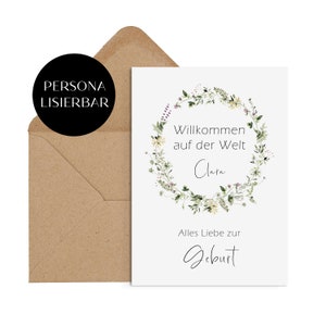 Tarjeta de nacimiento PERSONALIZADA que incluye tarjeta de felicitación personalizada de nacimiento de regalo con sobre