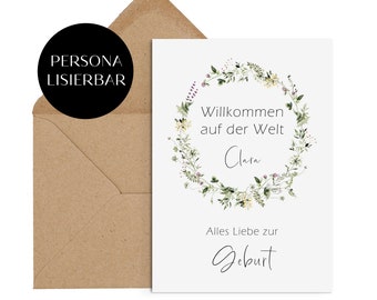 GEPERSONALISEERDE geboortekaart inclusief envelop cadeau geboorte gepersonaliseerde wenskaart