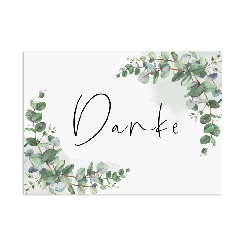 Postkarte Danke EUCALYPTUS, Danke Grußkarte, Karte Danke, Dankeskarte Hochzeit Bild 3