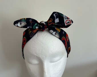 Jurassic Park cotton Fabric Hairband, Adult size, headband, head bow, hairbow,