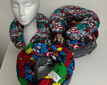 Neck pillow, Travel Pillow, neck cushion, fabric neck pillow, superheroes and more for Kids, teenagers, adults