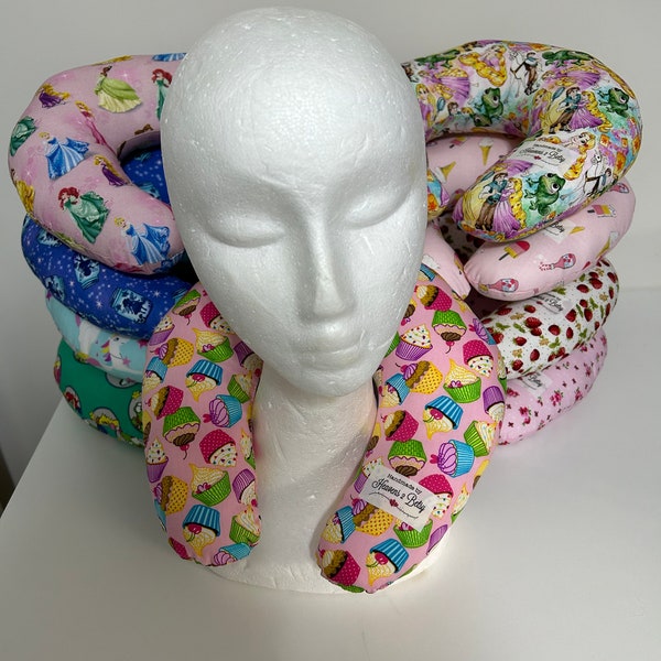 Neck Pillows, Travel pillows, neck cushion for kids, teenagers and adults at home or holidays, cotton, fun fabrics