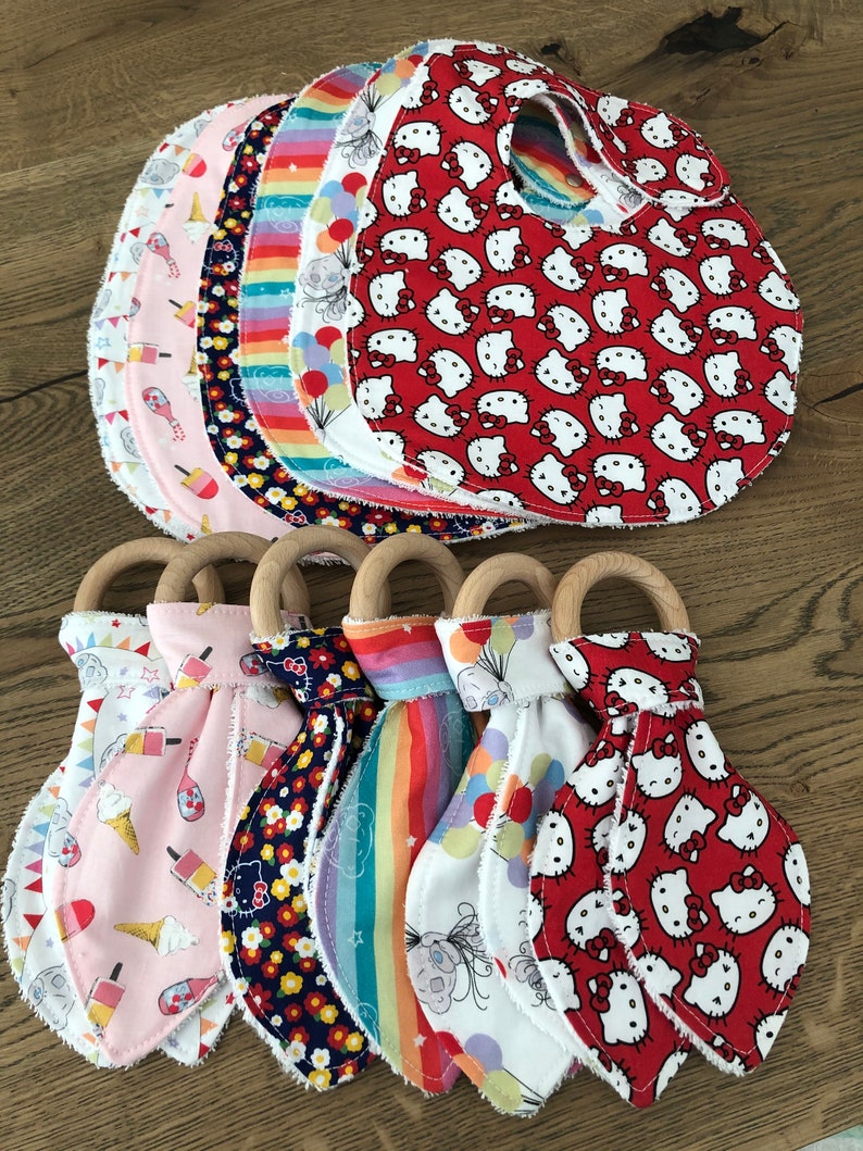 baby dribble bib Bib and Teething Ring Set wooden teething ring