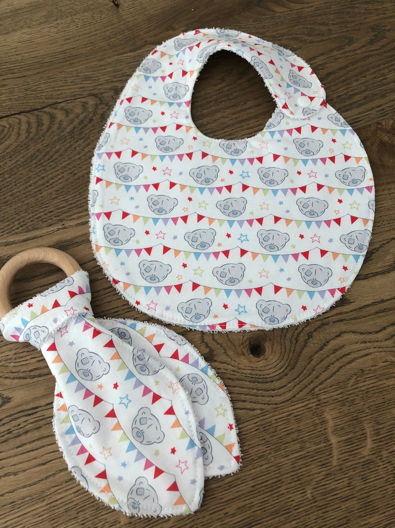 baby dribble bib Bib and Teething Ring Set wooden teething ring