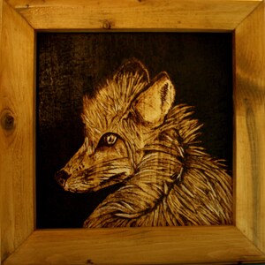 Fox Looking Back wood burning