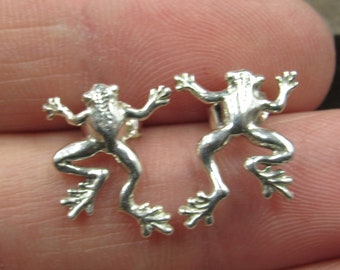 Sterling Silver Cute Jumping Frogs Stud Earrings