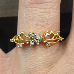 Size 8.75 Gold Over Sterling Silver Spread Out Cubic Zirconia Band Ring
