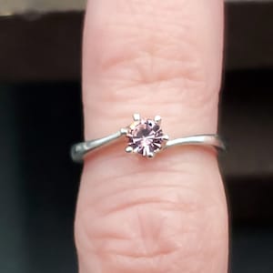 Size 3 Sterling Silver Cute Small Pink CZ Band Ring