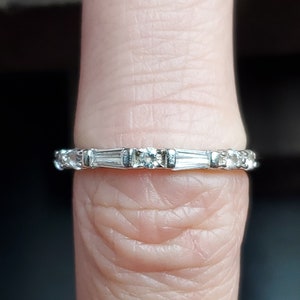 Size 6 Sterling Silver Tapered Baguettes And Round CZ Gems Ring
