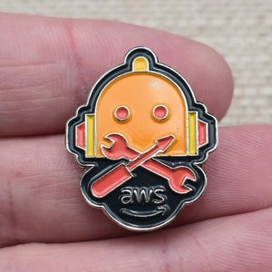 AWS Support Robot Wrench Screwdriver Tech Enamel Lapel Trading Pin A8122