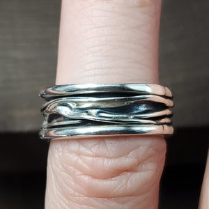 Size 6 Sterling Silver Cool Abstract Layers Ring