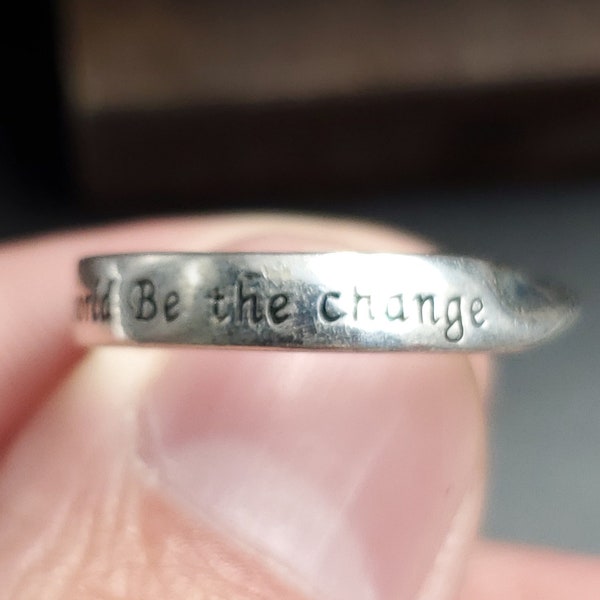 Size 6.75 Sterling Silver Be The Change Saying Ring