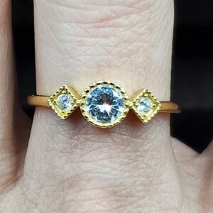 Size 8.5 Gold Over Sterling Silver Triple Fancy CZ Gemstone Band Ring