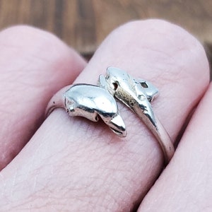Size 7.75 925 Sterling Silver Cool Dolphin Rustic Ring