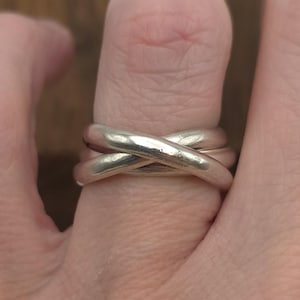 Size 6.5 Sterling Silver Triple Plain Bands Ring A1480