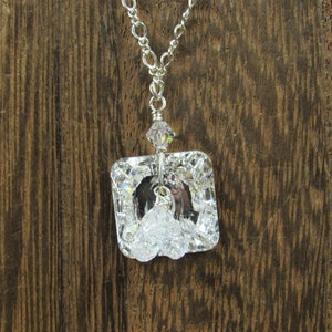 18 Inch Sterling Silver Bright Clear Crystals Necklace