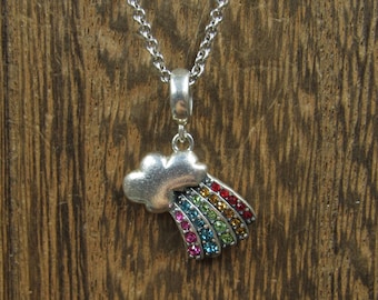 18 Inch Sterling Silver Cloud Shooting Crystal Rainbow Pendant Necklace
