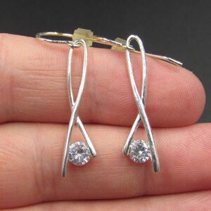 Sterling Silver Unique Round CZ Diamond Earrings Vintage Wedding Engagement Anniversary Beautiful Everyday Minimalist Ornate Special