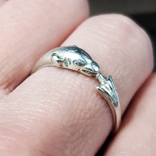 Size 8.75 Sterling Silver Cool Dolphin Ring