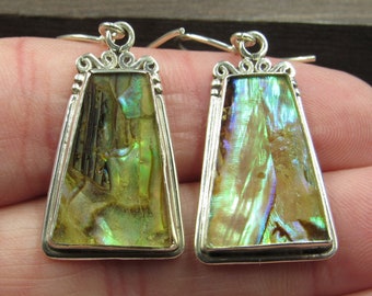 Sterling Silver Teardrop Abalone Shell Earrings Vintage Wedding Engagement Anniversary Beautiful Everyday Minimalist Cute