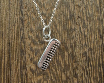 16 Inch Sterling Silver Small Comb Pendant Necklace