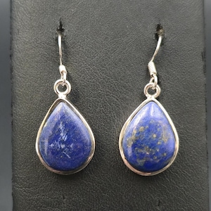 Sterling Silver September Birthstone Lapis Lazuli Teardrop Earrings A7614