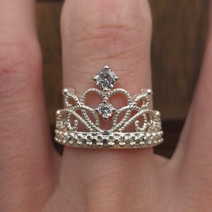 Size 8 Sterling Silver Cubic Zirconia Crown Band Ring A204 - Etsy