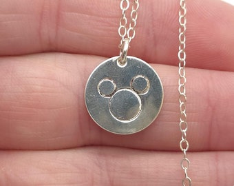 18 Inch Sterling Silver Mickey Mouse Head Necklace A1408