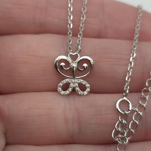 18 Inch Sterling Silver Cubic Zirconia Butterfly Necklace A758