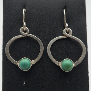 Sterling Silver Handmade Turquoise Stone Wire Earrings A4032