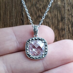 16 Inch Sterling Silver Unique Cut Cubic Zirconia And Marcasite Necklace