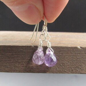 Sterling Silver Rough Purple Amethyst Stone Earrings Vintage Wedding Engagement Anniversary Beautiful Everyday Minimalist Ornate Special