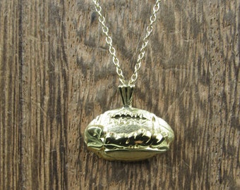 18 Inch Gold Over Sterling Silver Football Pendant Necklace