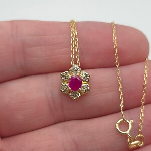 18 Inch Gold Over Sterling Silver Ruby And CZ Gems Necklace A222