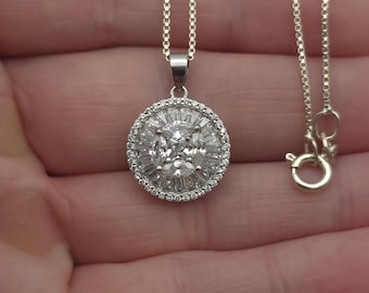 19 Inch Sterling Silver Fancy Style Cubic Zirconia Necklace A891