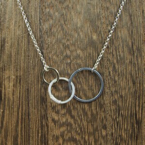 16&quot; Sterling Silver Triple Circle Plain Necklace Vintage Minimalist Everyday Simple Beauty Statement Unique Pretty Cute Special Cool