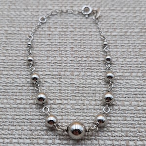 7 Inch Sterling Silver Ball Orbs Chain Bracelet A5213