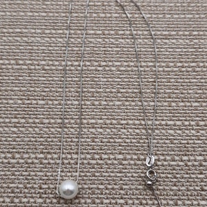 18 Inch Sterling Silver Faux Pearl Adjustable Chain Necklace A2773