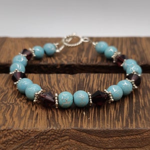 8 Inch Sterling Silver Faux Odd Stones With Crystals Bracelet B251
