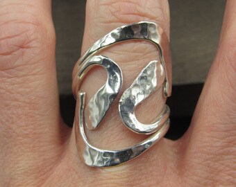 Size 6 Sterling Silver Double Swirl Pattern Large Finger  display picture 2