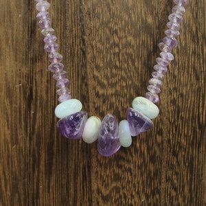 18&quot; Sterling Silver Odd Shape Amethyst Stone Necklace Vintage Minimalist Everyday Beautiful Sexy Special Gift Idea Bohemian Cute