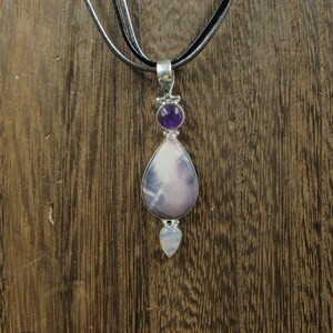 18&quot; Sterling Silver Moonstone Amethyst & Stone Necklace Vintage Minimalist Everyday Beautiful Sexy Special Gift Idea Boho Cute Bohemian