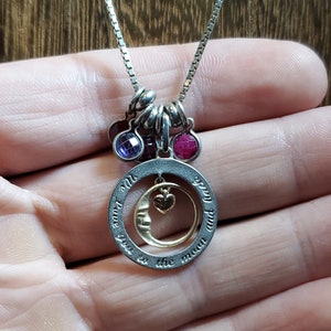 18 Inch 925 Sterling Silver Rustic Moon Saying Semi Precious Gems Necklace