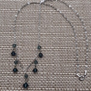 18 Inch Sterling Silver Blue Crystals Necklace A2972